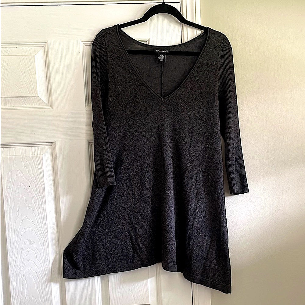 Charcoal V-Neck Tunic Dress